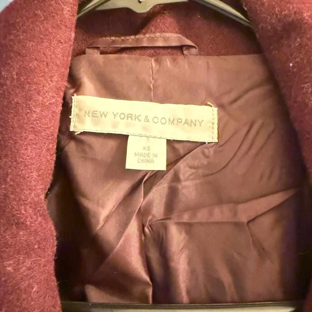 New York & Company Deep Burgundy Trench Coat - Picture 3 of 8